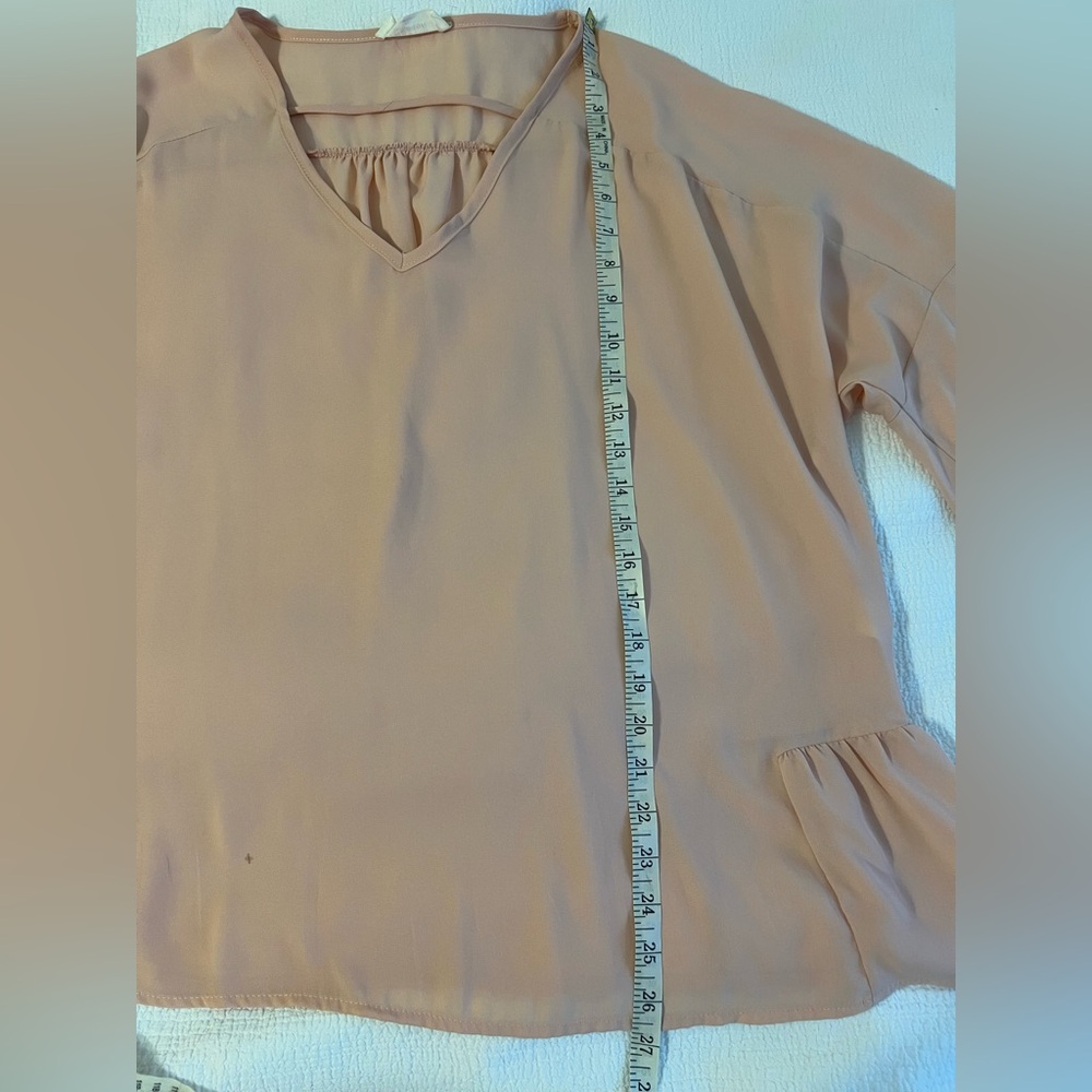 Pink Ruffled 3/4 Sleeve Blouse - Picture 11 of 13